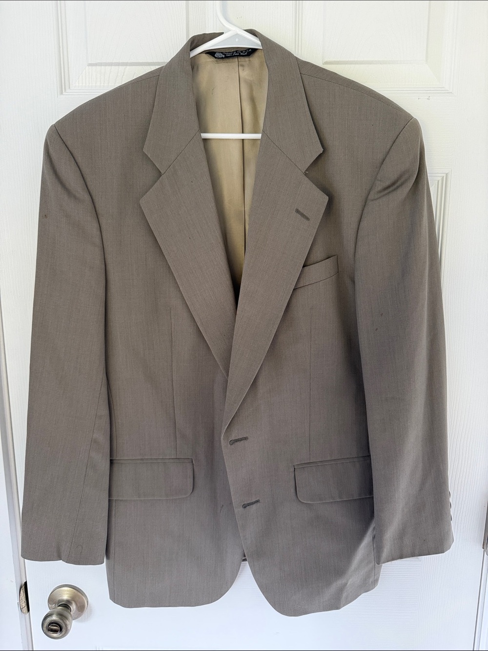 Doncaster Men's Large Taupe-Brown Wool Sport Coat Blazer READ DESCRIPTION
